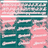 Custom Teal White-Medium Pink 3D Pattern Design Abstract Brush Stroke Performance T-Shirt