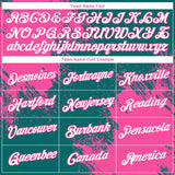 Custom Teal White-Pink 3D Pattern Design Abstract Brush Stroke Performance T-Shirt