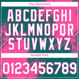 Custom Teal White-Pink 3D Pattern Design Abstract Brush Stroke Performance T-Shirt