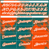 Custom Teal White-Orange 3D Pattern Design Abstract Brush Stroke Performance T-Shirt