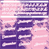 Custom Purple White-Light Pink 3D Pattern Design Abstract Brush Stroke Performance T-Shirt