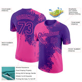 Custom Purple Pink 3D Pattern Design Abstract Brush Stroke Performance T-Shirt