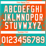 Custom Aqua White-Orange 3D Pattern Design Abstract Brush Stroke Performance T-Shirt