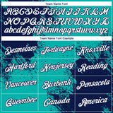 Custom Aqua White-Navy 3D Pattern Design Abstract Brush Stroke Performance T-Shirt