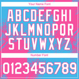 Custom Sky Blue White-Pink 3D Pattern Design Abstract Brush Stroke Performance T-Shirt