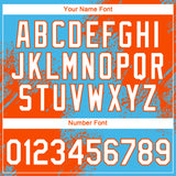 Custom Sky Blue White-Orange 3D Pattern Design Abstract Brush Stroke Performance T-Shirt