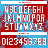 Custom Sky Blue White-Red 3D Pattern Design Abstract Brush Stroke Performance T-Shirt