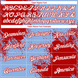 Custom Light Blue White-Red 3D Pattern Design Abstract Brush Stroke Performance T-Shirt