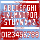 Custom Light Blue White-Red 3D Pattern Design Abstract Brush Stroke Performance T-Shirt