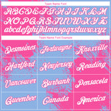 Custom Light Blue White-Pink 3D Pattern Design Abstract Brush Stroke Performance T-Shirt