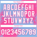 Custom Light Blue White-Pink 3D Pattern Design Abstract Brush Stroke Performance T-Shirt