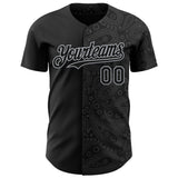 Custom Black Gray 3D Pattern Design Rave Party Ethnic Paisley Bandana Authentic Baseball Jersey