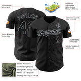Custom Black Gray 3D Pattern Design Rave Party Ethnic Paisley Bandana Authentic Baseball Jersey