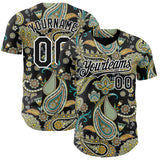 Custom Black White 3D Pattern Design Rave Party Ethnic Paisley Bandana Authentic Baseball Jersey