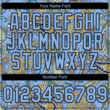 Custom Light Blue Black 3D Pattern Design Rave Party Ethnic Paisley Bandana Authentic Baseball Jersey