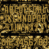 Custom Black Old Gold 3D Pattern Design Rave Party Ethnic Paisley Bandana Authentic Baseball Jersey