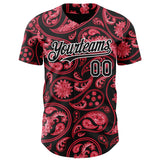 Custom Black Red-White 3D Pattern Design Rave Party Ethnic Paisley Bandana Authentic Baseball Jersey
