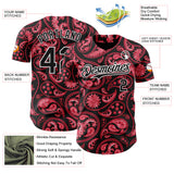 Custom Black Red-White 3D Pattern Design Rave Party Ethnic Paisley Bandana Authentic Baseball Jersey