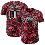 Custom Black Red-White 3D Pattern Design Rave Party Ethnic Paisley Bandana Authentic Baseball Jersey