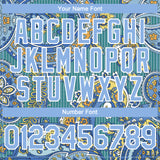 Custom Teal Light Blue-White 3D Pattern Design Rave Party Ethnic Paisley Bandana Authentic Baseball Jersey