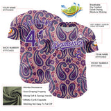 Custom Light Pink Purple-White 3D Pattern Design Rave Party Ethnic Paisley Bandana Authentic Baseball Jersey