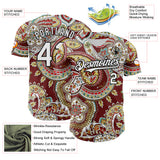 Custom Brown White-Black 3D Pattern Design Rave Party Ethnic Paisley Bandana Authentic Baseball Jersey