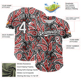 Custom Black White-Red 3D Pattern Design Rave Party Ethnic Paisley Bandana Authentic Baseball Jersey