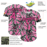 Custom Black Pink-White 3D Pattern Design Rave Party Ethnic Paisley Bandana Authentic Baseball Jersey