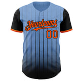 Custom Light Blue Orange-Black 3D Pattern Design Gradient Geometric Shape Authentic Baseball Jersey