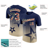 Custom Navy Vintage USA Flag-Cream 3D Pattern Design Gradient Style Twinkle Star Performance T-Shirt