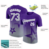 Custom Purple Gray-White 3D Pattern Design Gradient Style Twinkle Star Performance T-Shirt