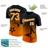 Custom Black Bay Orange-White 3D Pattern Design Gradient Style Twinkle Star Performance T-Shirt