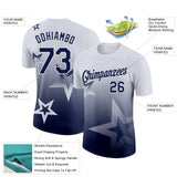 Custom White Navy 3D Pattern Design Gradient Style Twinkle Star Performance T-Shirt