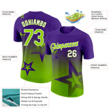 Custom Purple Neon Green-White 3D Pattern Design Gradient Style Twinkle Star Performance T-Shirt