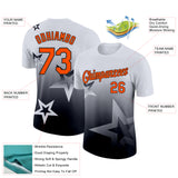 Custom White Orange-Black 3D Pattern Design Gradient Style Twinkle Star Performance T-Shirt