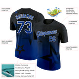 Custom Black Royal-White 3D Pattern Design Gradient Style Twinkle Star Performance T-Shirt