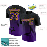 Custom Black Purple-Gold 3D Pattern Design Gradient Style Twinkle Star Performance T-Shirt