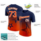 Custom Navy Orange-White 3D Pattern Design Gradient Style Twinkle Star Performance T-Shirt