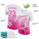 Custom White Pink 3D Pattern Design Gradient Style Twinkle Star Performance T-Shirt