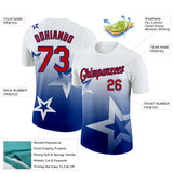 Custom White Red-Royal 3D Pattern Design Gradient Style Twinkle Star Performance T-Shirt