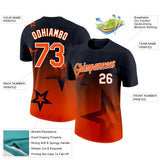 Custom Black Orange-White 3D Pattern Design Gradient Style Twinkle Star Performance T-Shirt