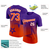 Custom Purple Orange-White 3D Pattern Design Gradient Style Twinkle Star Performance T-Shirt