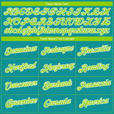 Custom Teal Neon Green-White 3D Pattern Design Gradient Style Twinkle Star Performance T-Shirt