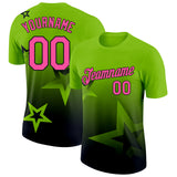 Custom Neon Green Pink-Black 3D Pattern Design Gradient Style Twinkle Star Performance T-Shirt