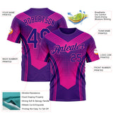 Custom Dark Purple Pink 3D Pattern Design Gradient Neon Sportswear Performance T-Shirt