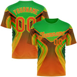 Custom Green Orange-Neon Green 3D Pattern Design Africa Neon Sportswear Performance T-Shirt
