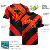 Custom Black Fire Red-Yellow 3D Pattern Design Patriot USA Heat Sportswear Performance T-Shirt