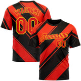 Custom Black Fire Red-Yellow 3D Pattern Design Patriot USA Heat Sportswear Performance T-Shirt