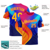 Custom Deep Pink Yellow-Blue 3D Pattern Design Neon Chromatic Sportswear Performance T-Shirt