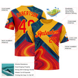 Custom Yellow Fire Red-Blue 3D Pattern Design Spain Marble Sportswear Performance T-Shirt